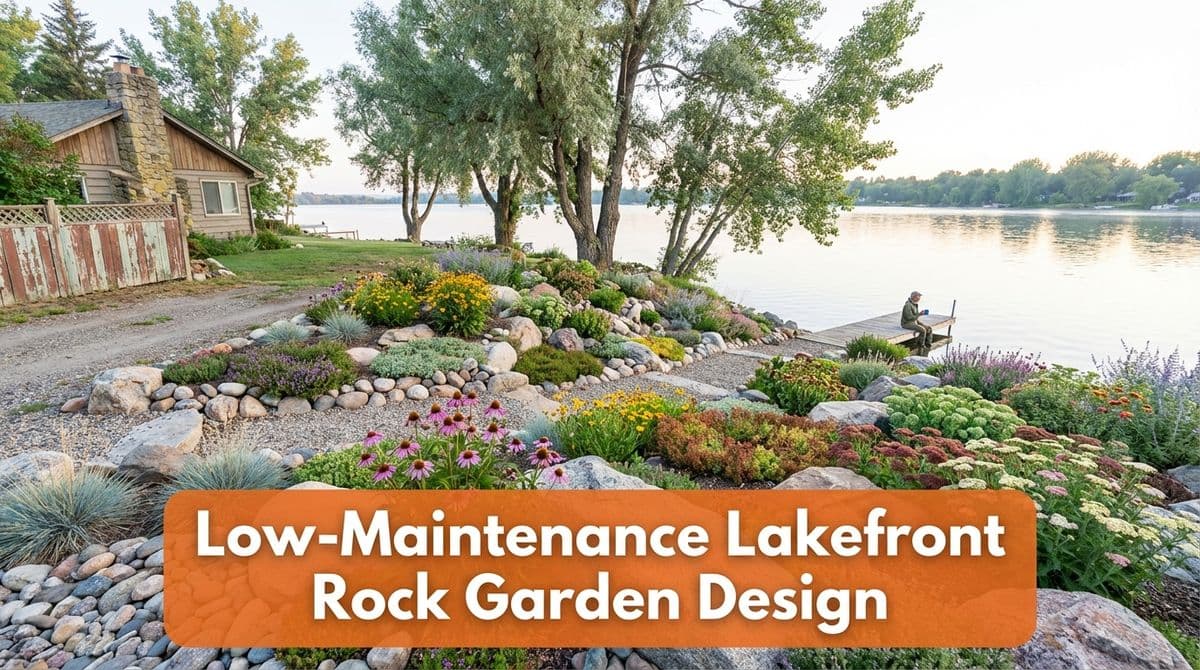 Low-Maintenance Lakefront Rock Garden Design image